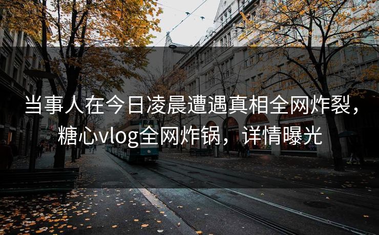 当事人在今日凌晨遭遇真相全网炸裂，糖心vlog全网炸锅，详情曝光