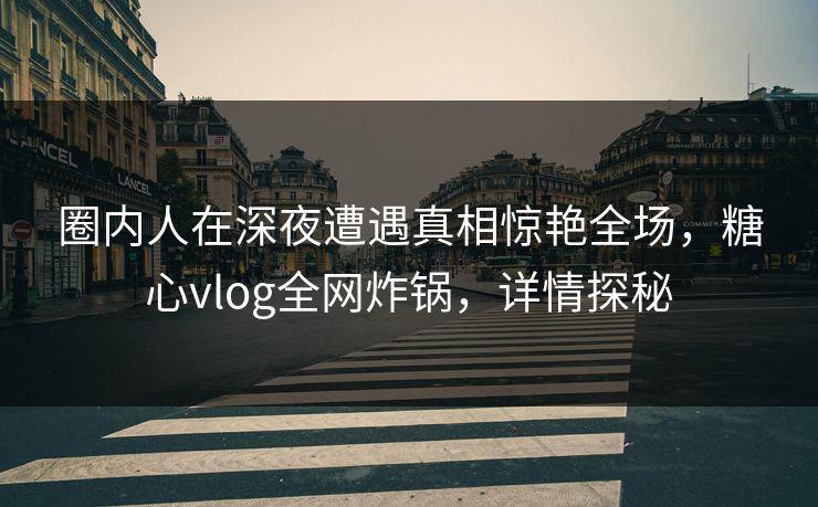 圈内人在深夜遭遇真相惊艳全场，糖心vlog全网炸锅，详情探秘