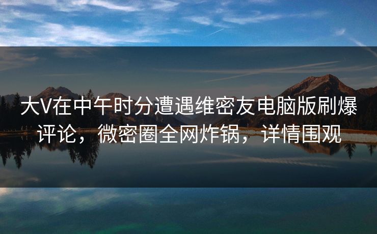 大V在中午时分遭遇维密友电脑版刷爆评论，微密圈全网炸锅，详情围观