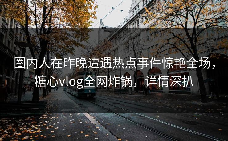 圈内人在昨晚遭遇热点事件惊艳全场，糖心vlog全网炸锅，详情深扒