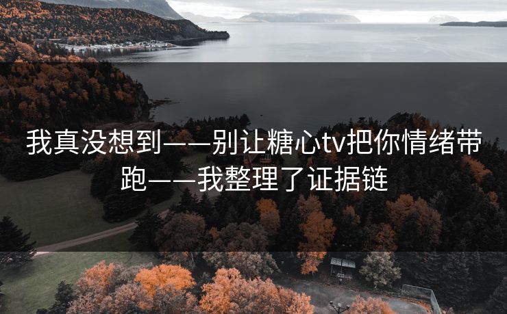 我真没想到——别让糖心tv把你情绪带跑——我整理了证据链