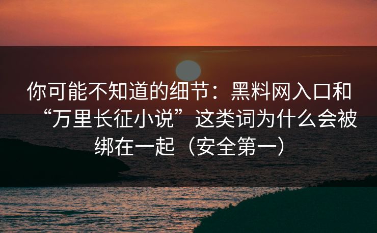 你可能不知道的细节：黑料网入口和“万里长征小说”这类词为什么会被绑在一起（安全第一）